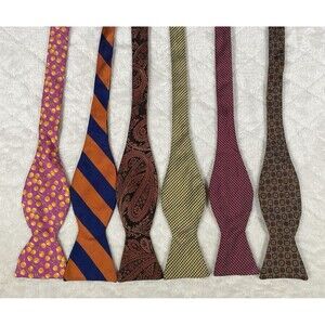 Silk Bow Tie Lot of 6 Brooks Brothers Ted Baker Robert Talbot Preppy Stripes